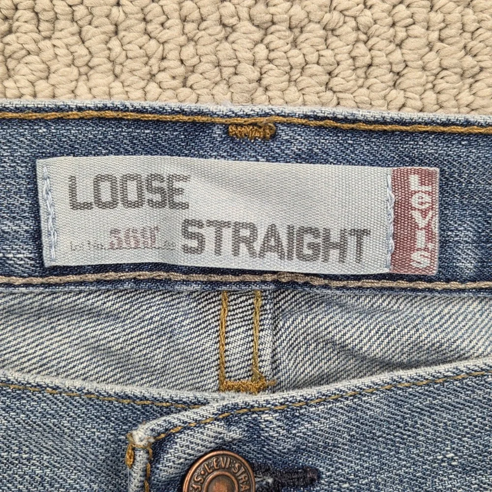 Levis 569 Loose Straight Jeans Mens 36x34 Blue Denim Medium Wash Y2K